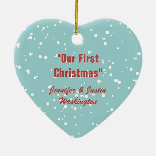 Onze eerste kerstliefhebberij, feestversiering keramisch ornament (Achterkant)