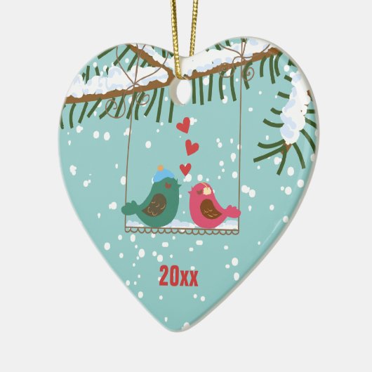 Onze eerste kerstliefhebberij, feestversiering keramisch ornament (Links)