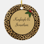 Onze eerste kerstluipaard drukversiering keramisch ornament (Achterkant)