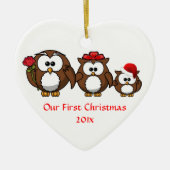 Onze eerste kerstmam pap Baby Aangepast kerstfeest Keramisch Ornament (Voorkant)