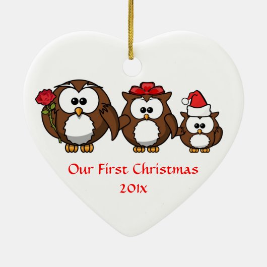 Onze eerste kerstmam pap Baby Aangepast kerstfeest Keramisch Ornament (Achterkant)