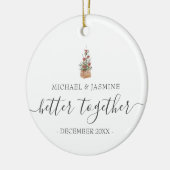 Onze eerste kerstman beter samen met bomen keramisch ornament (Links)