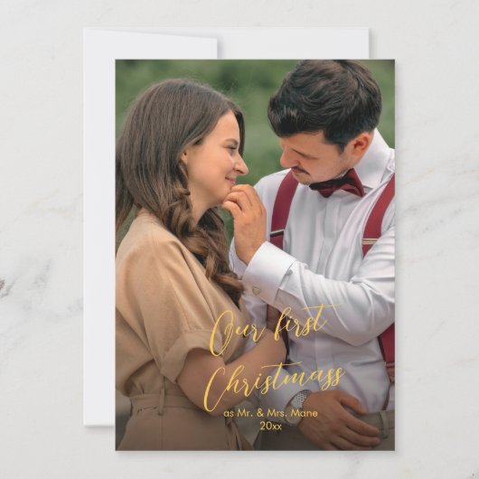 Onze eerste kerstman Chic Script Name Christmass Bedankkaart (Voorkant)