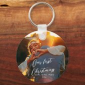Onze eerste kerstman Chic Script Name Christmass Sleutelhanger (Achterkant)