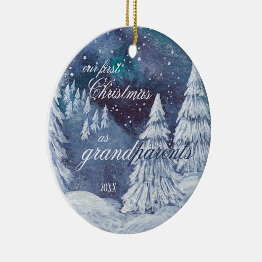 Onze eerste kerstman Grootouders geschilderd jaar Keramisch Ornament (Rechts)