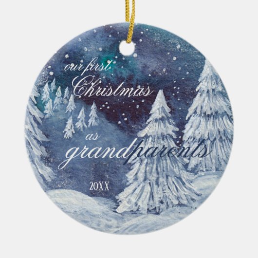 Onze eerste kerstman Grootouders geschilderd jaar Keramisch Ornament (Voorkant)