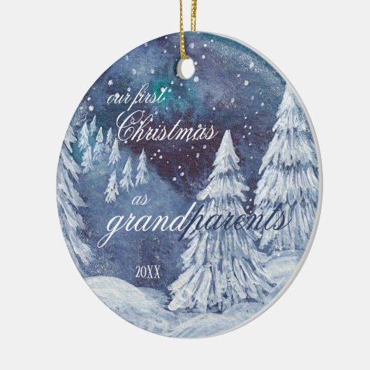Onze eerste kerstman Grootouders geschilderd jaar Keramisch Ornament (Links)
