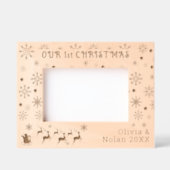 Onze Eerste Kerstman & Herten Paar Naam 6x4 Gegraveerde Lijstjes (Voorkant)