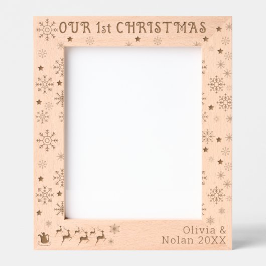 Onze Eerste Kerstman & Herten Paar Naam 8x10 Gegraveerde Lijstjes (Voorkant)