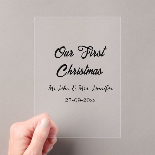 Onze eerste kerstman meneer en mevrouw koppel naam acryl uitnodigingen (Insitu (Draagbaar))