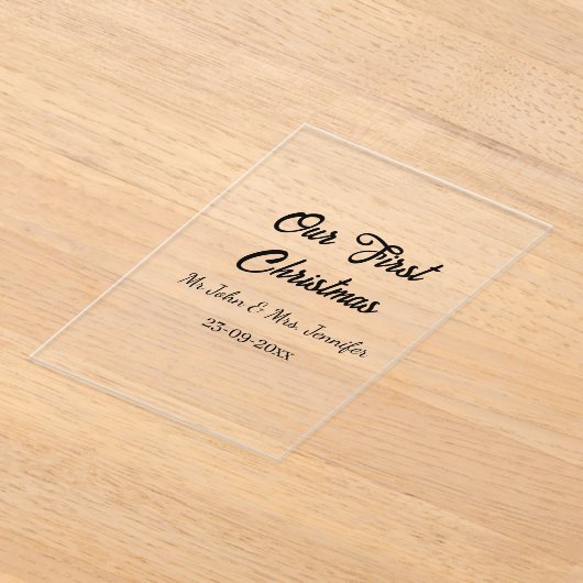 Onze eerste kerstman meneer en mevrouw koppel naam acryl uitnodigingen (Laagn)