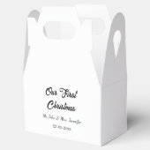 Onze eerste kerstman meneer en mevrouw koppel naam bedankdoosjes (Geopend)