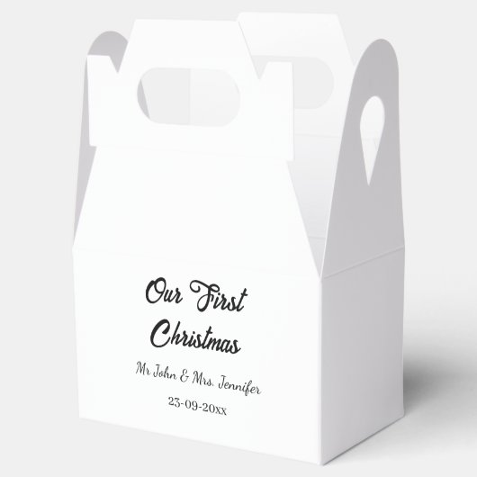 Onze eerste kerstman meneer en mevrouw koppel naam bedankdoosjes (Geopend)