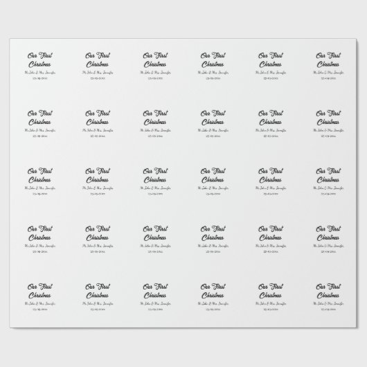 Onze eerste kerstman meneer en mevrouw koppel naam cadeaupapier (Vlak)