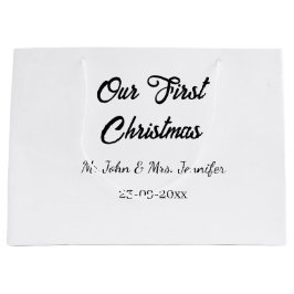 Onze eerste kerstman meneer en mevrouw koppel naam groot cadeauzakje