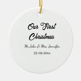 Onze eerste kerstman meneer en mevrouw koppel naam keramisch ornament