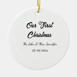Onze eerste kerstman meneer en mevrouw koppel naam keramisch ornament