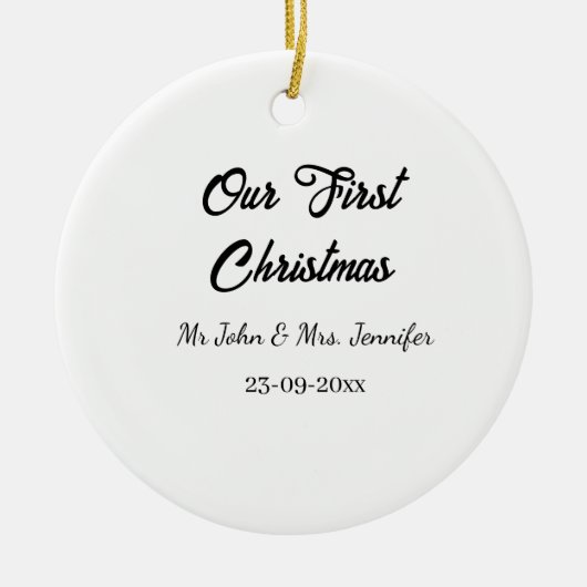 Onze eerste kerstman meneer en mevrouw koppel naam keramisch ornament (Voorkant)