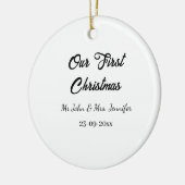 Onze eerste kerstman meneer en mevrouw koppel naam keramisch ornament (Links)