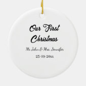Onze eerste kerstman meneer en mevrouw koppel naam keramisch ornament (Achterkant)