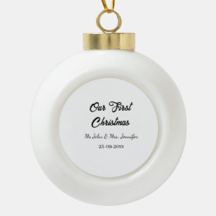 Onze eerste kerstman meneer en mevrouw koppel naam keramische bal ornament