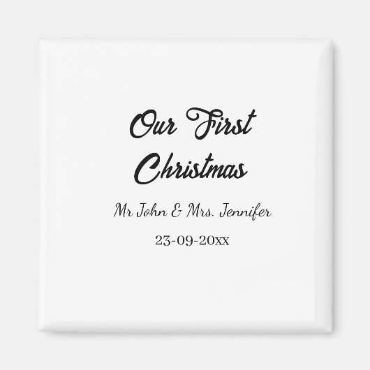 Onze eerste kerstman meneer en mevrouw koppel naam magneet (Voorkant)