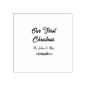 Onze eerste kerstman meneer en mevrouw koppel naam rubberstempel (Afrduk)