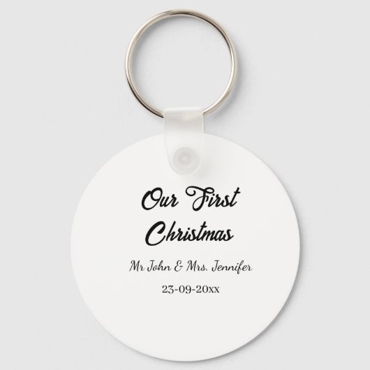 Onze eerste kerstman meneer en mevrouw koppel naam sleutelhanger (Voorkant)