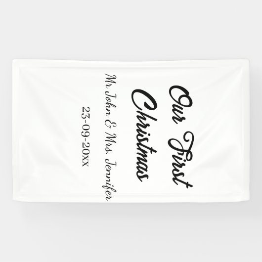 Onze eerste kerstman meneer en mevrouw koppel naam spandoek (Horizontaal)