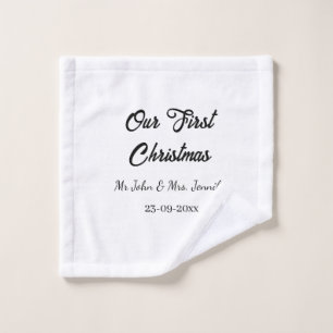 Onze eerste kerstman meneer en mevrouw koppel naam washandje