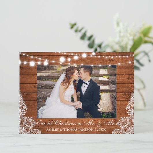 Onze eerste kerstman Mr. en mevrouw Rustic Kaart (Staand voorkant)