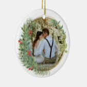 Onze eerste kerstman, Mr. en Mrs. Foto Keramisch Ornament (Rechts)