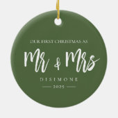 Onze eerste kerstman, Mr. en Mrs. Foto Keramisch Ornament (Achterkant)