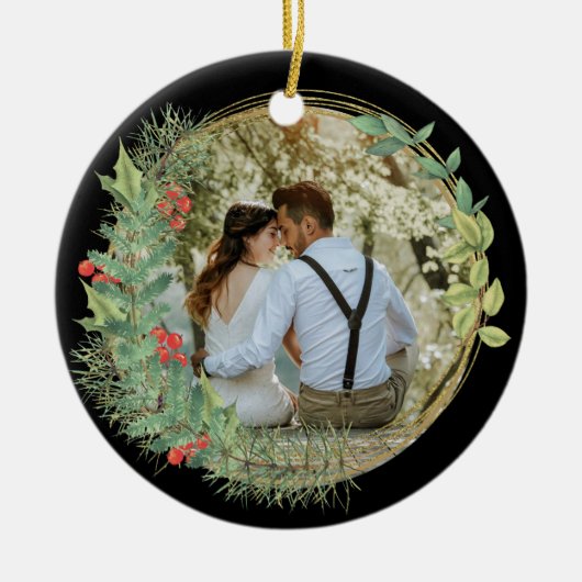 Onze eerste kerstman, Mr. en Mrs. Foto Keramisch Ornament (Voorkant)