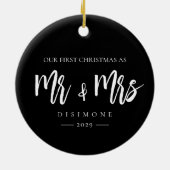 Onze eerste kerstman, Mr. en Mrs. Foto Keramisch Ornament (Achterkant)