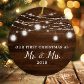 Onze eerste kerstman, Mr en Mrs Holiday, aangepast Keramisch Ornament