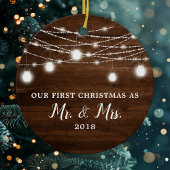 Onze eerste kerstman, Mr en Mrs Holiday, aangepast Keramisch Ornament