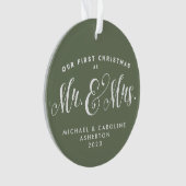 Onze eerste kerstman, Mr. en Mrs. newlywed sage Ornament (voorkant)