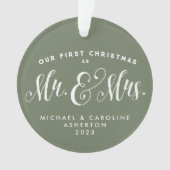 Onze eerste kerstman, Mr. en Mrs. newlywed sage Ornament (voorkant)