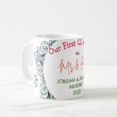 Onze eerste kerstman Mr. en Mrs. newlywed White Koffiemok (Voorkant links)