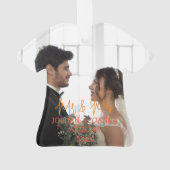 Onze eerste kerstman Mr. en Mrs. newlywed White Ornament (achterkant)