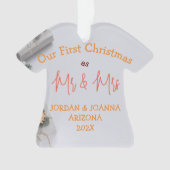 Onze eerste kerstman Mr. en Mrs. newlywed White Ornament (voorkant)