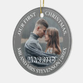 Onze eerste kerstman, Mr. en Mrs. nieuwgehuwd eleg Keramisch Ornament (Links)