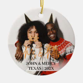 Onze eerste kerstman, Mr. en Mrs. nieuwgehuwd eleg Keramisch Ornament