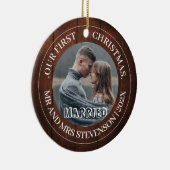 Onze eerste kerstman, Mr. en Mrs. nieuwgehuwd eleg Keramisch Ornament (Rechts)