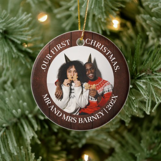 Onze eerste kerstman, Mr. en Mrs. nieuwgehuwd eleg Keramisch Ornament (Boom)