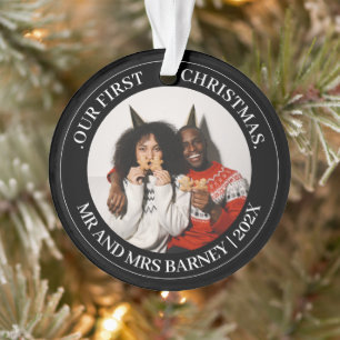 Onze eerste kerstman, Mr. en Mrs. nieuwgehuwd eleg Ornament