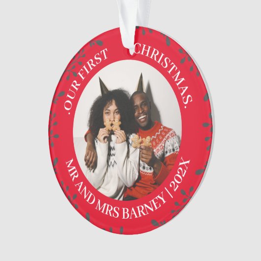 Onze eerste kerstman, Mr. en Mrs. nieuwgehuwd eleg Ornament (voorkant)