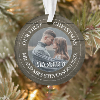 Onze eerste kerstman, Mr. en Mrs. nieuwgehuwd eleg Ornament