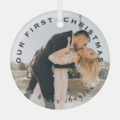 Onze eerste kerstman, Mr. & Mrs. Couple Foto Glass Glas Ornament (Voorkant)